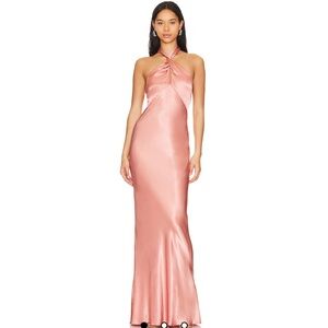 Shona Joy La Lune High Neck Twist Maxi Dress in Antique Rose